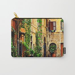 Vintage street in Rome, after Rain Carry-All Pouch