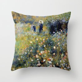 Auguste Renoir Femme avec parasol dans un jardin Throw Pillow