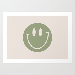 Sage Green Smiley Face Art Print