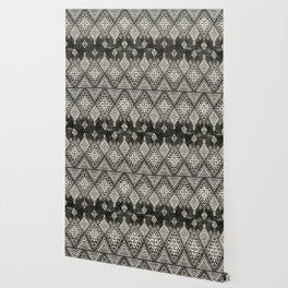 Black and White Handmade Moroccan Fabric Style Wallpaper