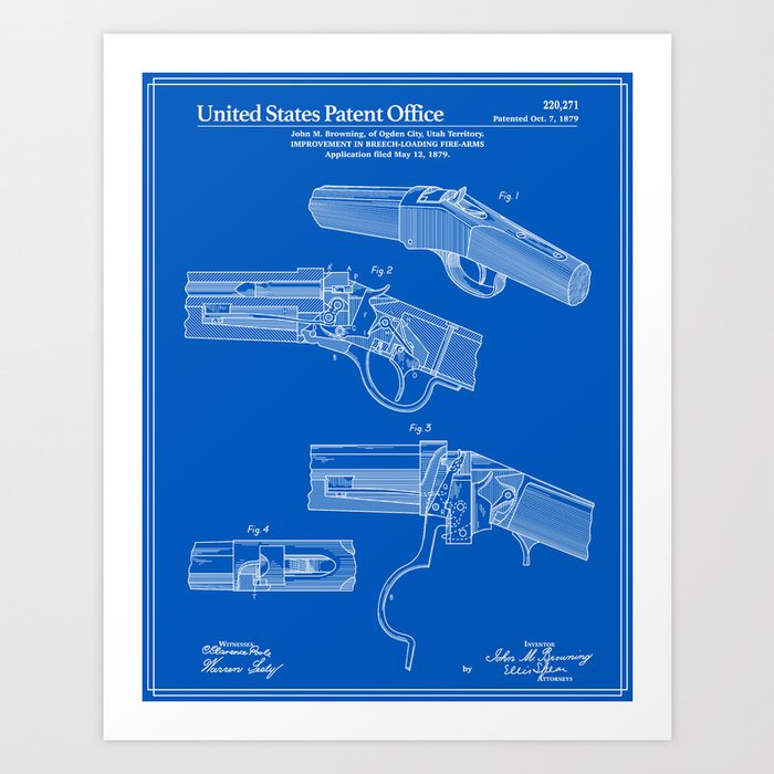 Breech Loading Rifle Patent Blueprint Art Print By Finlay Mcnevin Society6