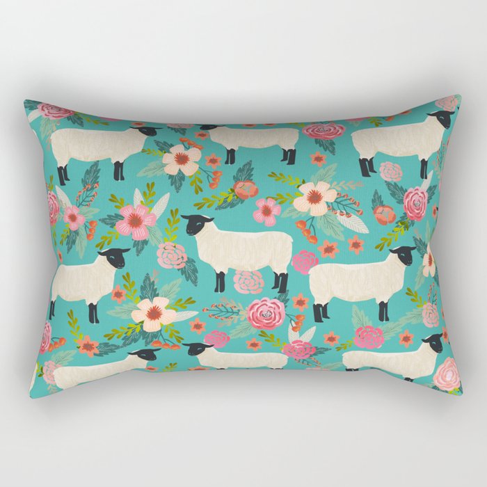 Sheep farm rescue sanctuary floral animal pattern nature lover vegan art Rectangular Pillow