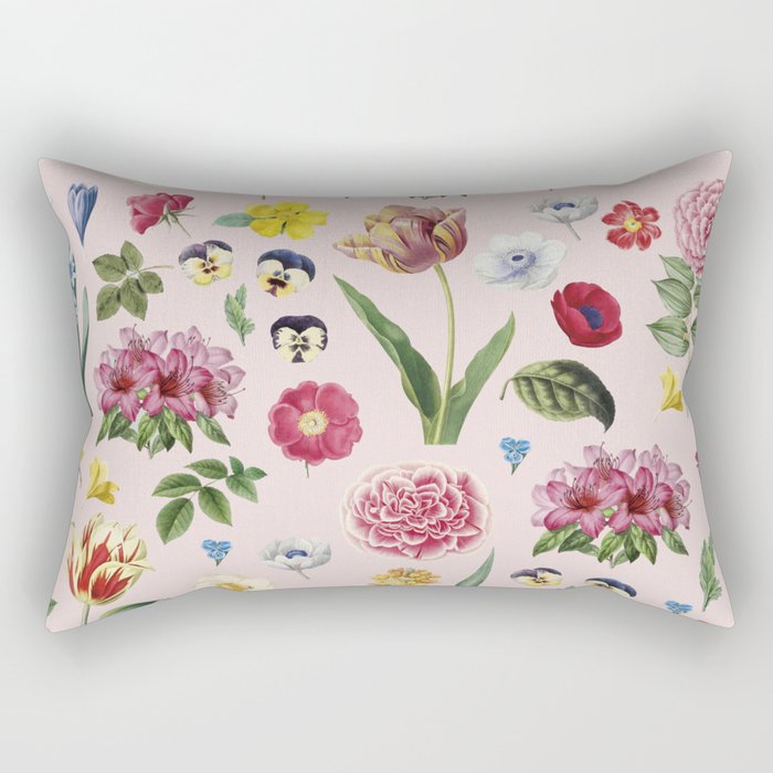 Pink Flowers Rectangular Pillow