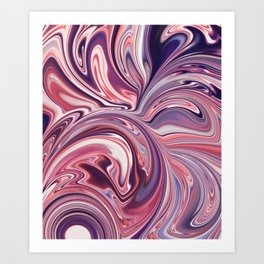 Melted Sunrise, Purple and Violet Liquid Abstract Artwork Art Print