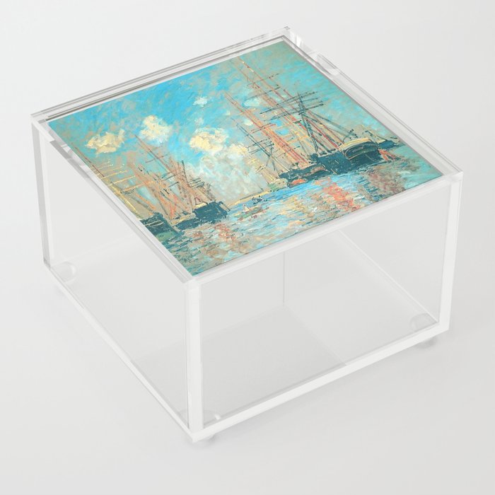 Claude Monet - Ships Riding on the Seine at Rouen  Acrylic Box