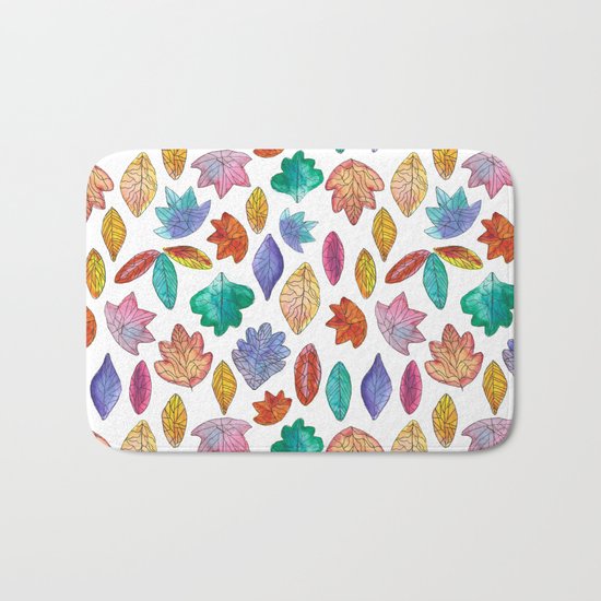 Watercolor Leafs Bath Mat