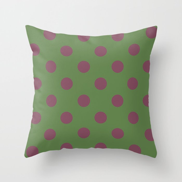 Pink and Green Pol Throw Pillow