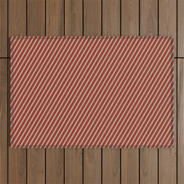 [ Thumbnail: Red and Dark Sea Green Colored Lined/Striped Pattern Outdoor Rug ]