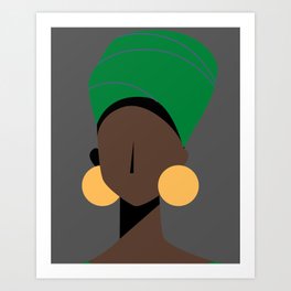 Abstract woman with green turban Art Print