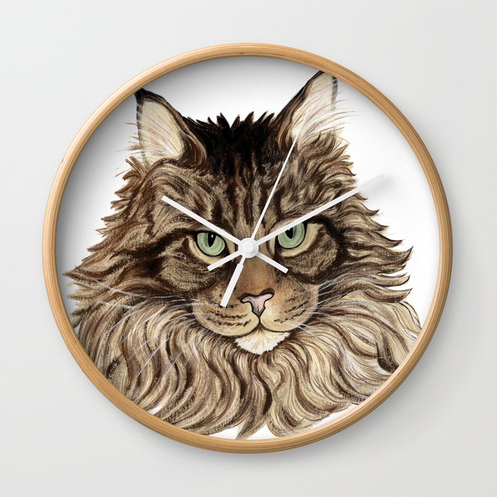 Maine Coon Cat Cats By Nina Lyman Wall Clock By Ninalyman Society6