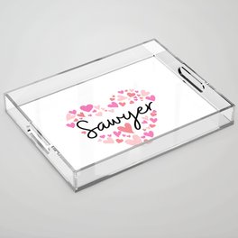Sawyer, red and pink hearts Acrylic Tray