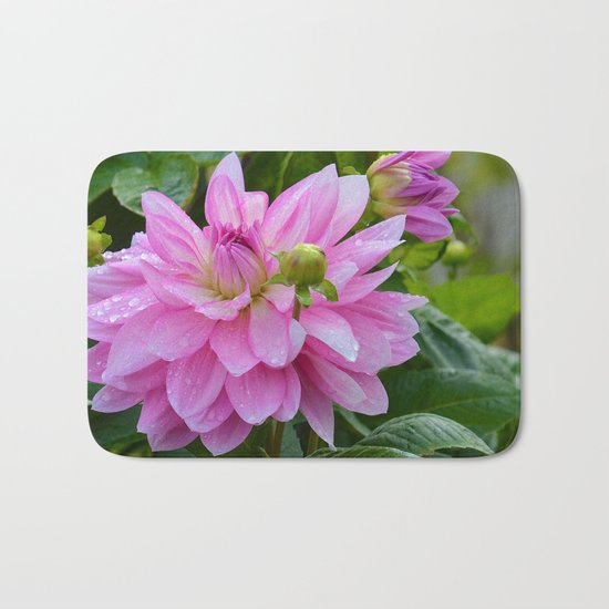 Fresh Rain Drops - Pink Dahlia Two Bath Mat