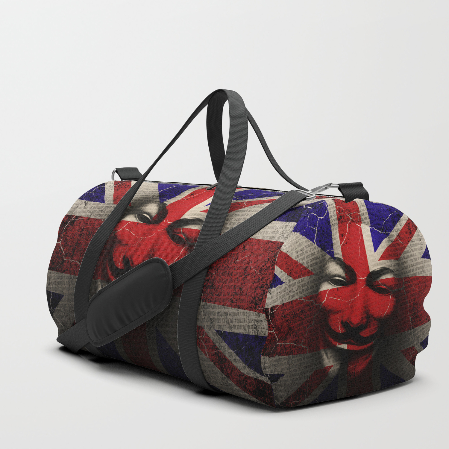Guy Fawkes Day Union Jack Distressed Flag And Mask Duffle Bag By Jlfotograffiti Society6
