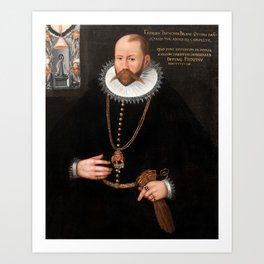 Tycho Brahe Portrait - 1596 Art Print | Historian, Tychobrahe, Astronomer, Tygeottensenbrahe, Portrait, Denmark, Science, Astrology, Nobility, 1596 