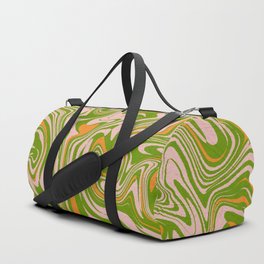 Retro green liquid marbling pattern Duffle Bag