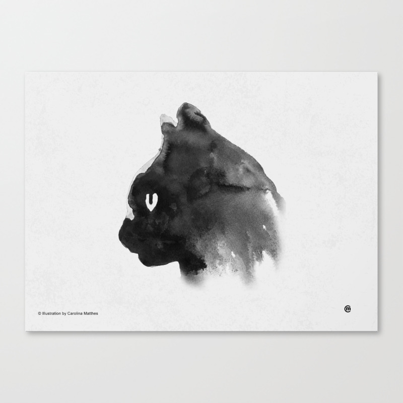 Cat Portrait Ink Painting Canvas Print By Carolinainberlin