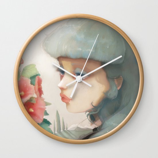 Pensees et roses tremieres Wall Clock