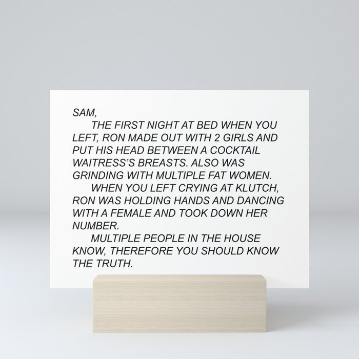 Anonymous Letter to Sammi Mini Art Print
