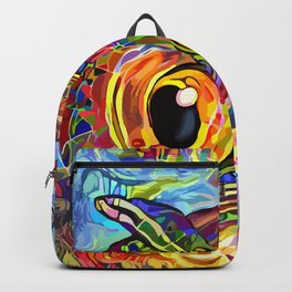 Cute Abstract Impressionist Wise Owl Portrait Painting Backpack
