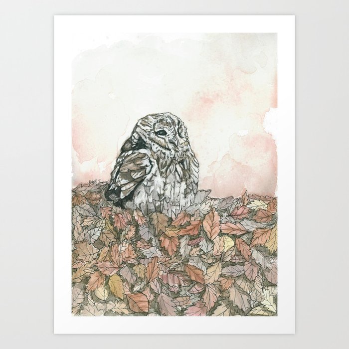 Watercolor Owl Art Print