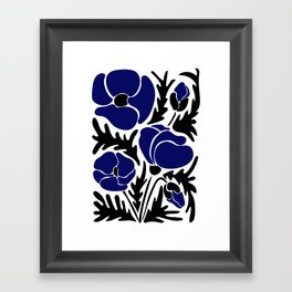 Groovy Flower Black and Blue Framed Art Print