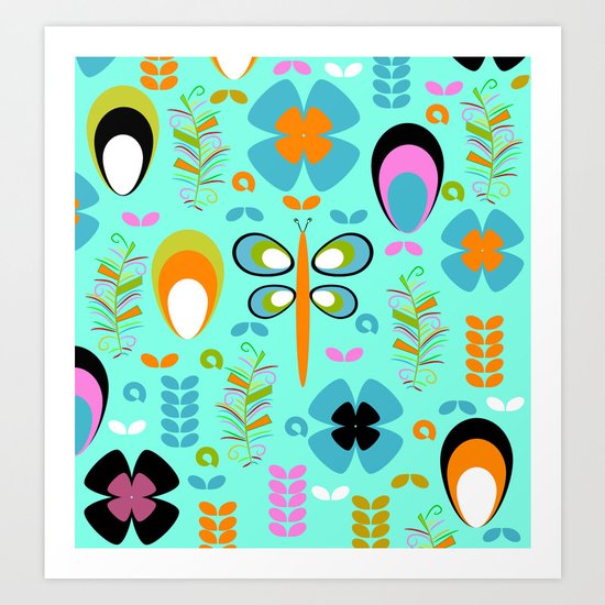 Dragonfly in the garden Art Print