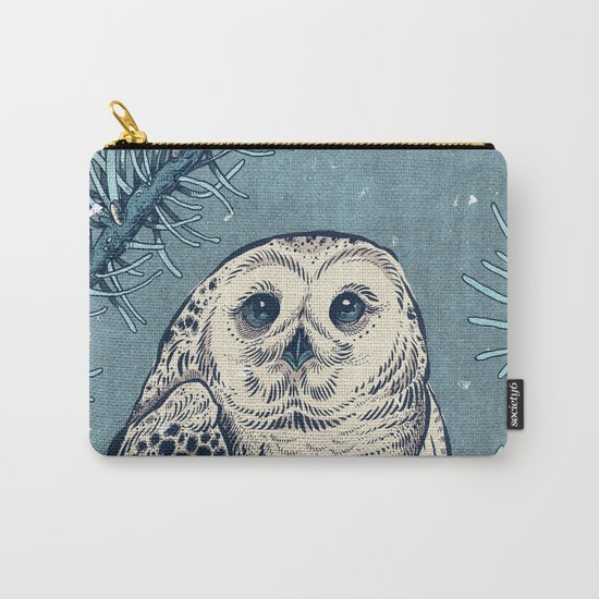 Winter Snowy Owl Carry-All Pouch