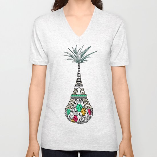 Pineapple architecture 4 : Eiffel Tower Unisex V-Neck
