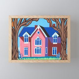 Pink House Framed Mini Art Print