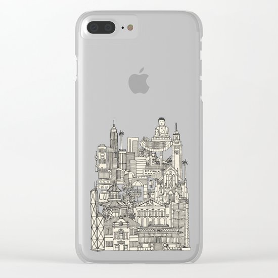 Hong Kong toile de jouy chartreuse Clear iPhone Case