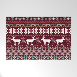 Vintage Christmas Knitted Ugly sweater illustration Pattern. Festive Fair isle Design. Christmas knitted pattern Welcome Mat