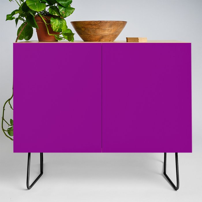 Mardi Gras Purple Solid Color Popular Hues Patternless Shades of Purple Collection - Hex #880085 Credenza
