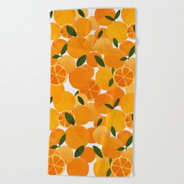 mediterranean oranges still life  Beach Towel