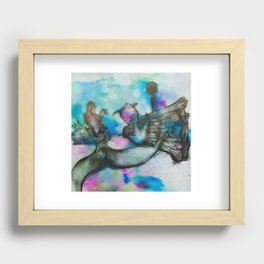 Mermaid and Shipwreck - Watercolor and Ink Recessed Framed Print