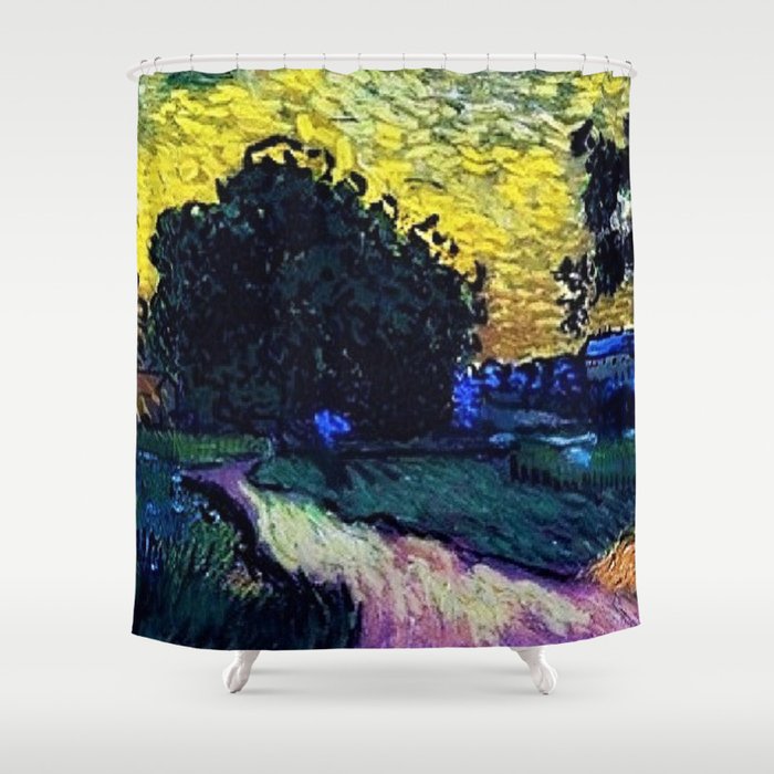 Field with Trees, the Chateau of Auvers by Vincent van Gogh Shower Curtain