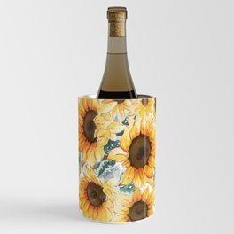 Loose Watercolor Sunflowers Wine Chiller