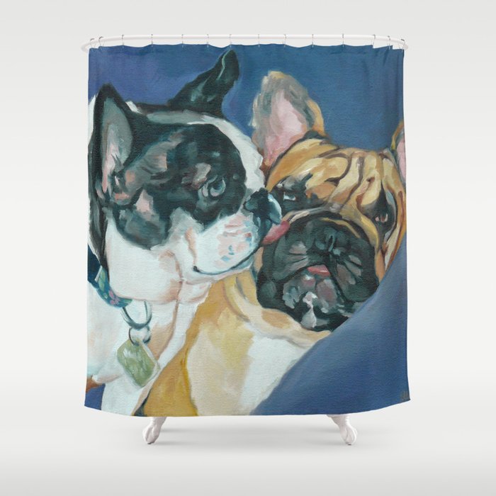Fanci-Pants and Louie French Bulldogs Shower Curtain