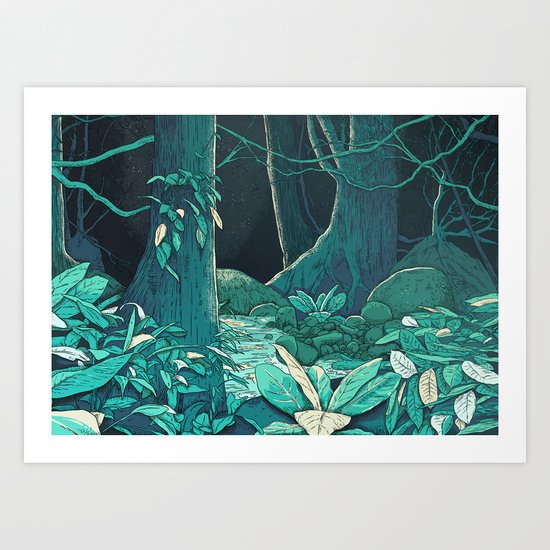 Forest at Night Art Print