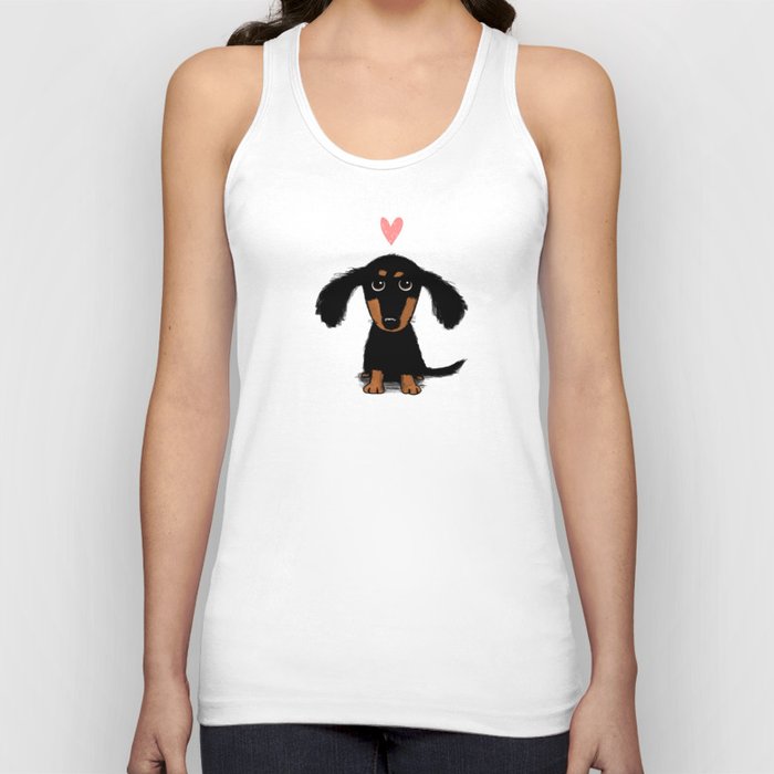 Dachshund Love | Cute Longhaired Black and Tan Wiener Dog Tank Top