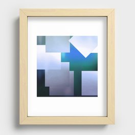 Bold Color Blocks Blue Teal Gray Recessed Framed Print