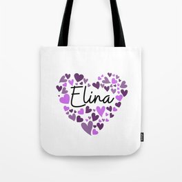 Elina, purple hearts Tote Bag
