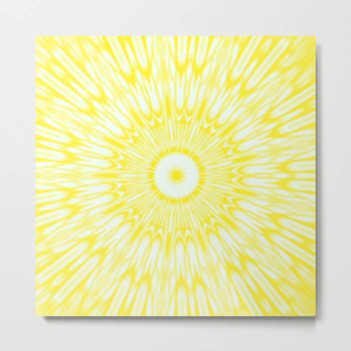 Illuminating Yellow Kaleidoscope Mandala Metal Print