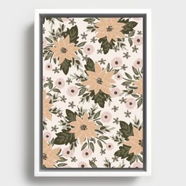 Christmas flower bouquet-beige, cream and forest-green Framed Canvas