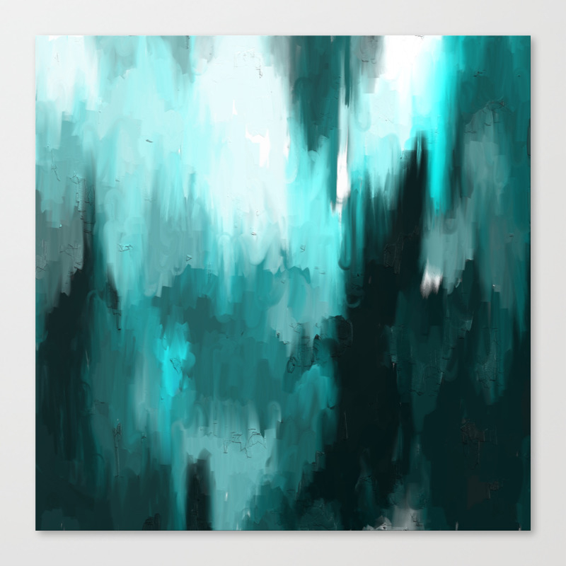 Ocean Water An Aqua Blue Abstract Painting With White Canvas