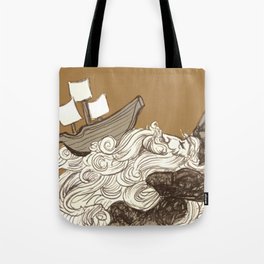 Ship on a Wave Tote Bag