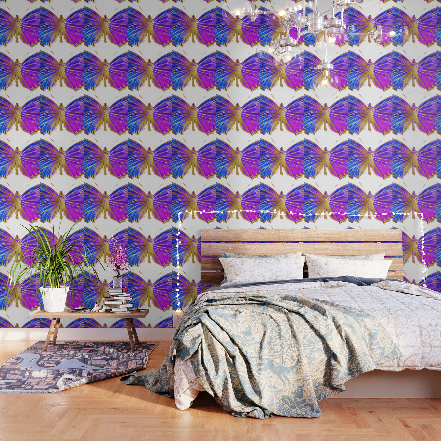 Elegant Gold Glitter Butterfly In Blue And Purple Wallpaper By Dec02 Society6 You can download elegant purple background posters and flyers templates. elegant gold glitter butterfly in blue and purple wallpaper by dec02