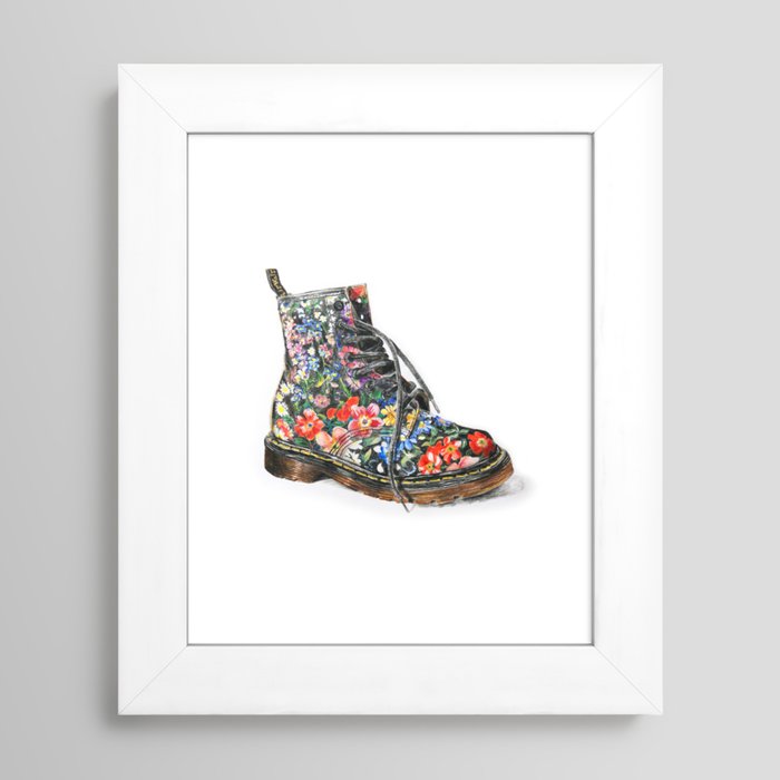 Vintage Floral Dr Martens Framed Art Print by lovelylepidoptera