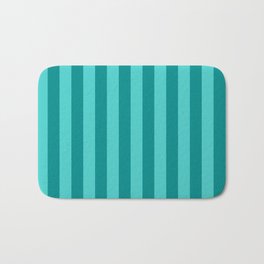 [ Thumbnail: Dark Cyan & Turquoise Colored Stripes Pattern Bath Mat ]
