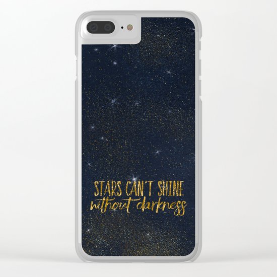 Stars- Darkness - sparkling gold glitter effect night typography 1 on #Society6 Clear iPhone Case
