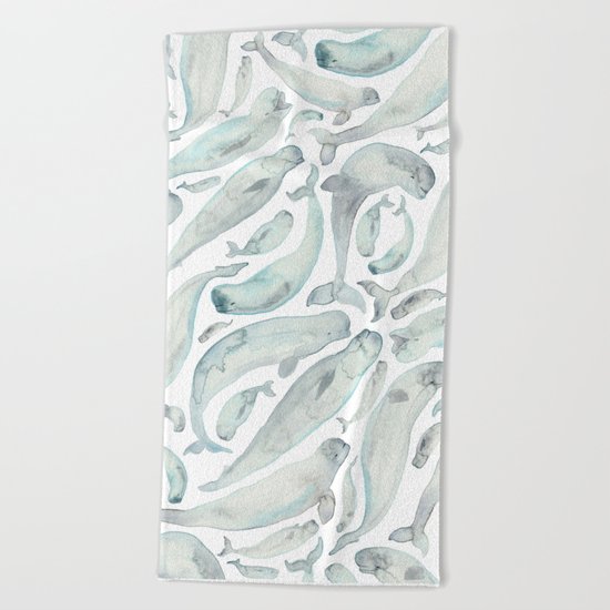 Beluga Whales Beach Towel